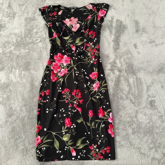 Vintage Rampage 90s Y2K Black Floral Slip Dress SMALL Whimsigoth Dark Romantic - Picture 1 of 7